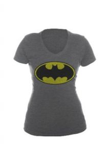 DC Comics Batman Grey Logo V Neck Girls T Shirt Size  X Large Novelty T Shirts Clothing