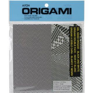 Aitoh Double Sided Origami Paper, 5.875 by 5.875 Inch, Black and White, 24 Pack