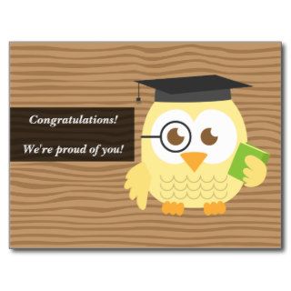 Cute Yellow Owl for Graduation Postcard