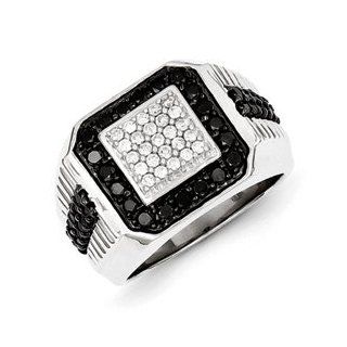 Sterling Silver Rhodium Plated Black and White Diamond Men's Ring Cyber Monday Special Jewelry Brothers Jewelry