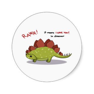 Rawr Means I love you in dinosaur Stegosaurus Stickers