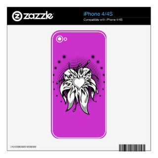 HEART FLOWER TATTOO GRAPHIC DIGITAL LOGO ICON LOVE SKINS FOR iPhone 4S