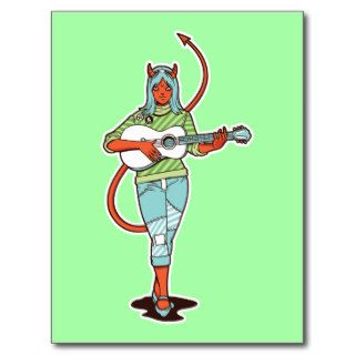 Devil Babe with Guitar Postcard