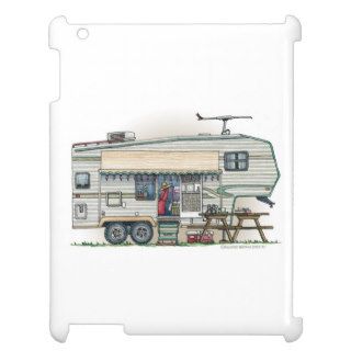 Cute RV Vintage Fifth Wheel Camper Travel Trailer iPad Cover