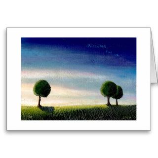 Sunset landscape painting pretty calm peaceful art greeting card