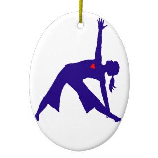 Yoga Triangle Pose Silhouette With Heart Christmas Ornament