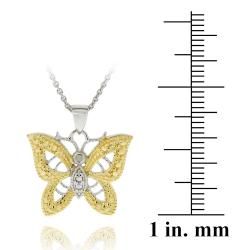 DB Designs 18k Gold over Silver Yellow Diamond Accent Butterfly Necklace Enduring Jewels Diamond Necklaces