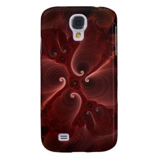 Red Abstract Fractal Swirl Space Flower Galaxy S4 Covers