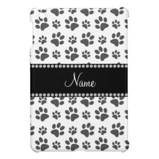 Personalized name white dog paw print iPad mini cases