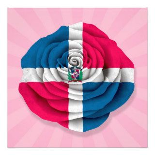 Dominican Republic Rose Flag on Pink Custom Announcements