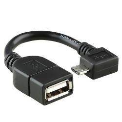Black 4.5 inch Right Angle Micro USB OTG to USB Connector 2.0 Adapter Eforcity Adapters & Chargers