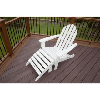 Trex Outdoor Furniture Cape Cod Classic White 2 Piece Folding Adirondack Patio Set TXS116 1 CW