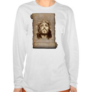 Jesus Christ Crown of Thorns on Scroll T shirts