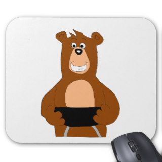Cartoon Bear With BBQ Grill Mouse Pad