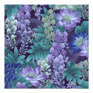 Purple & Teal Jungle Flowers Custom Announcements