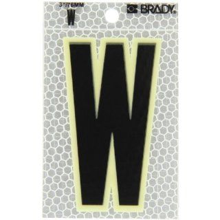 Brady 3010 W 3 1/2" Height, 2 1/2" Width, B 309 High Intensity Prismatic Reflective Sheeting, Black And Silver Color Glow In The Dark/Ultra Reflective Letter, Legend "W" (Pack Of 10) Industrial Warning Signs Industrial & Scientifi