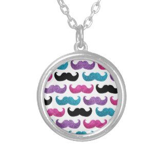 Colorful bling mustache pattern (Faux glitter) Custom Jewelry