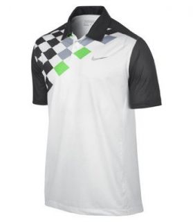 Nike Golf Fashion Slide Print Polo White/Night Stadium/Green Medium Clothing