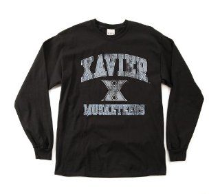 NCAA Xavier Musketeers 100 Percent Pre Shrunk Vintage Mascot Long Sleeve Tee, X Large, Black  Sports Fan Apparel  Sports & Outdoors