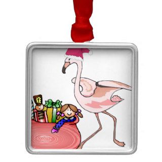 pink flamingo Christmas gift design Christmas Tree Ornament