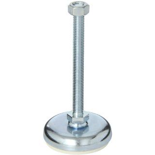 J.W. Winco 10N100TW1/AK Series GN 340 Steel Threaded Stud Type Leveling Mount with White Rubber Pad Inlay and Nut, Metric Size, M10 x 1.50 Thread Size, 60mm Base Diameter, 100mm Thread Length Vibration Damping Mounts