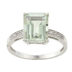 Viducci 10k White Gold Green Amethyst and Diamond Ring Viducci Gemstone Rings