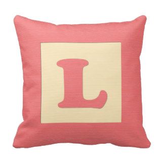 Baby building block throw pIllow letter L (red)