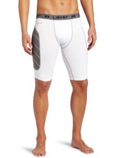 Layer 8 Men's Compression Short, White/Grey/Silver, Large at  Mens Clothing store Athletic Shorts