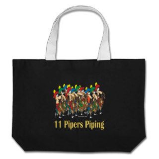 eleven pipers piping  11th day of christmas canvas bags