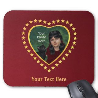 Stars on Claret Red Add Own Photo Mousepad
