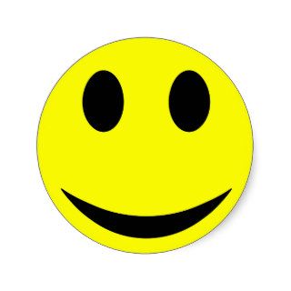 Big Yellow Happy Face Round Stickers