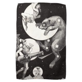 Celestial Moon Goddess Luna Ursa Major and Mars Hand Towels