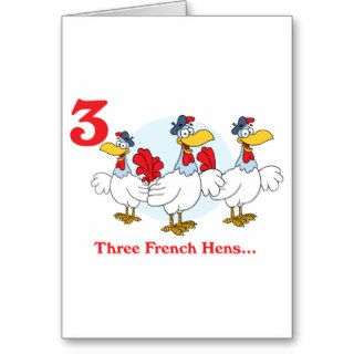 12 days three french hens greeting card