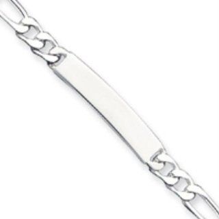 Sterling Silver Polished Engraveable Figaro Link ID Bracelet Jewelry