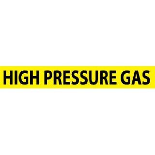 NMC A1130Y Pipemarkers Sign, Legend "HIGH PRESSURE GAS", 14" Length x 2" Height, 1 1/4" Letter Size, Pressure Sensitive Vinyl, Black on Yellow (Pack of 25) Industrial Pipe Markers