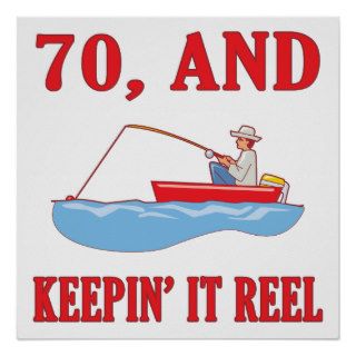 70th Birthday Fishing Gag Gifts Posters