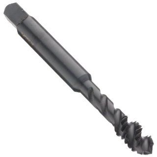 Dormer E069 Powdered Metal Spiral Flute Threading Tap, For Stainless Steel, Black Oxide Finish, Round Shank With Square End, Modified Bottoming Chamfer, 1" 8 Thread Size