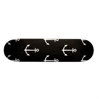 Black and White Anchors Pattern 1 Skate Board