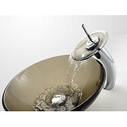 Kraus Clear Brown Glass Vessel Sink and Faucet Kraus Sink & Faucet Sets