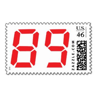 89 eighty nine red alarm clock digital number postage stamp