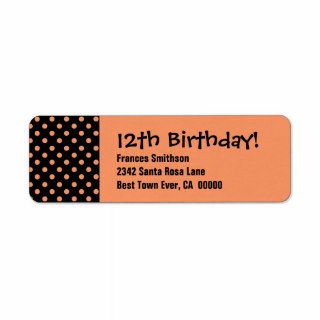 12th Birthday Cute Polka Dot Pattern Labels