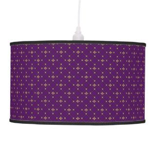 Vintage Fleur de Lis on Deep Dark Purple Pattern Hanging Lamps