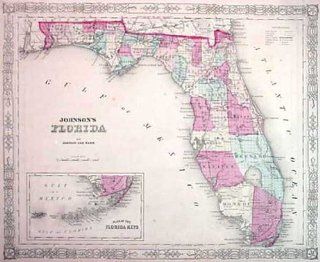 Johnson 1863 Antique Map of Florida   $349  Wall Maps 