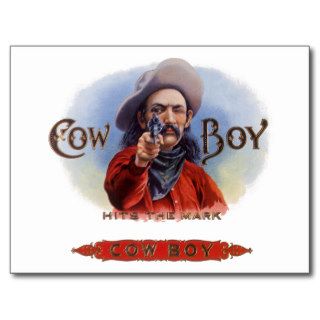 Vintage Cigar Label Art, Cowboy Hits the Mark Postcards