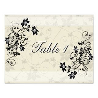 Table Number Wedding Card   Black and White Floral Personalized Announcements