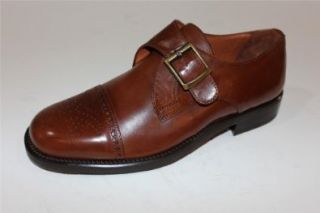 Givaldi of Italy Handmade Leather Men's Dress Shoe Brown with Buckle #321 Loafers Shoes Shoes