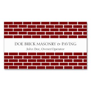 Brick Mason W/W Fire Red Brick Business Card Templates
