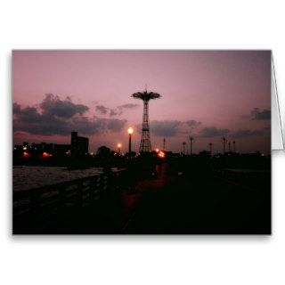Parachute Jump, Coney Island at Sunset Greeting Cards