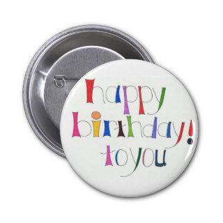 Happy Birthday To You Colorful Doodle Art Sticker Pinback Button