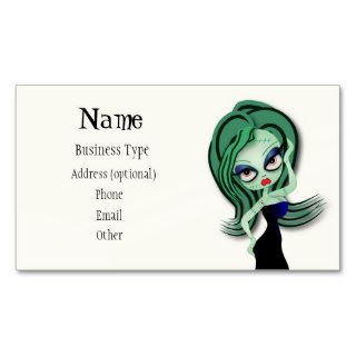 Zombie girl green sexy zombie dead pinup business card templates